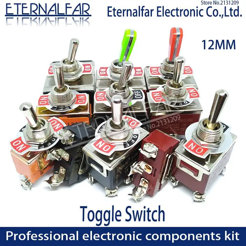 12MM E-TEN1221 High-end Quality Silver Contact DPST 16A 250V AC ON-OFF 4Pin Reset Rocker Toggle Slide Switch Waterproof