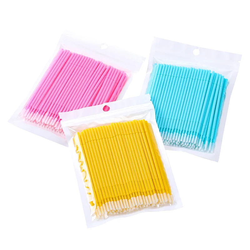 100pcs Long Head Brushes Micro Lash Brushes Eyelashes Mascara Swab Lash Extension Supplies Micro Applicator Wands