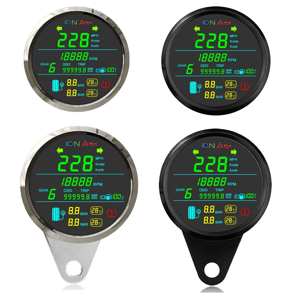 

New Motorbike Tire Pressure gauge GPS speedometer LCD Odometer RPM tachometer Digital Speed Indicator Scooter Fuel Meter