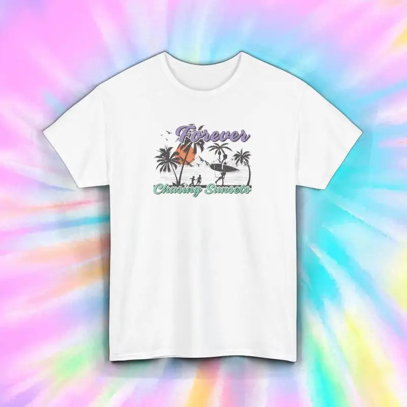 

Футболка Forever Chasing Sunsets, пляжный серфинг, пальмы, эстетика, S 5XL