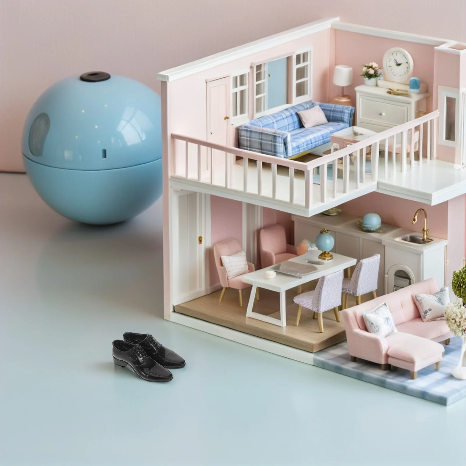 1 Par de Botas de Ação Miniatura de 12 Polegadas Pretas com Acabamento Realista para Exibição de Uniformes Militares e Trajes Formais