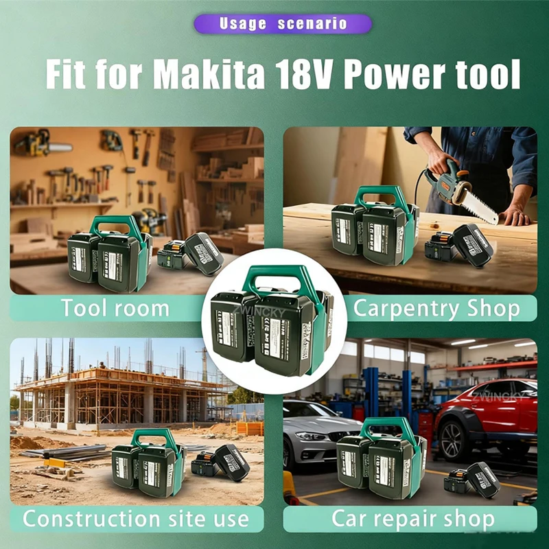 

Dock Storage Battery Rack for Makita 18V Battery 4 Slots Battery Fixing Devices Drop-resistant Portable Battery Storage Rack