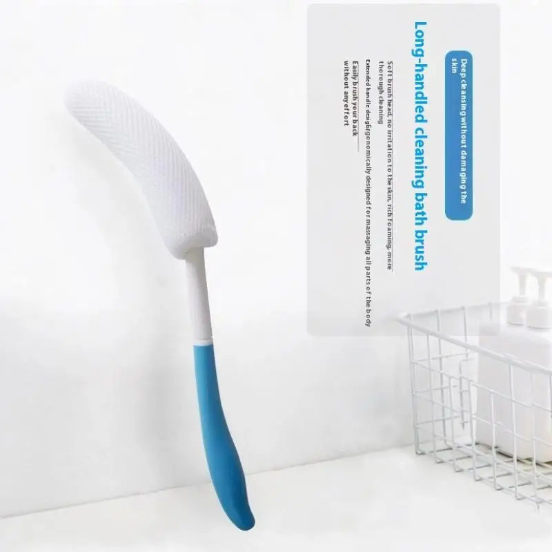 Long Handle Back Scrubber Brush with Soft Mesh, Exfoliating Body Massager and Cleanser for Shower Bath, Bathroom Supplies