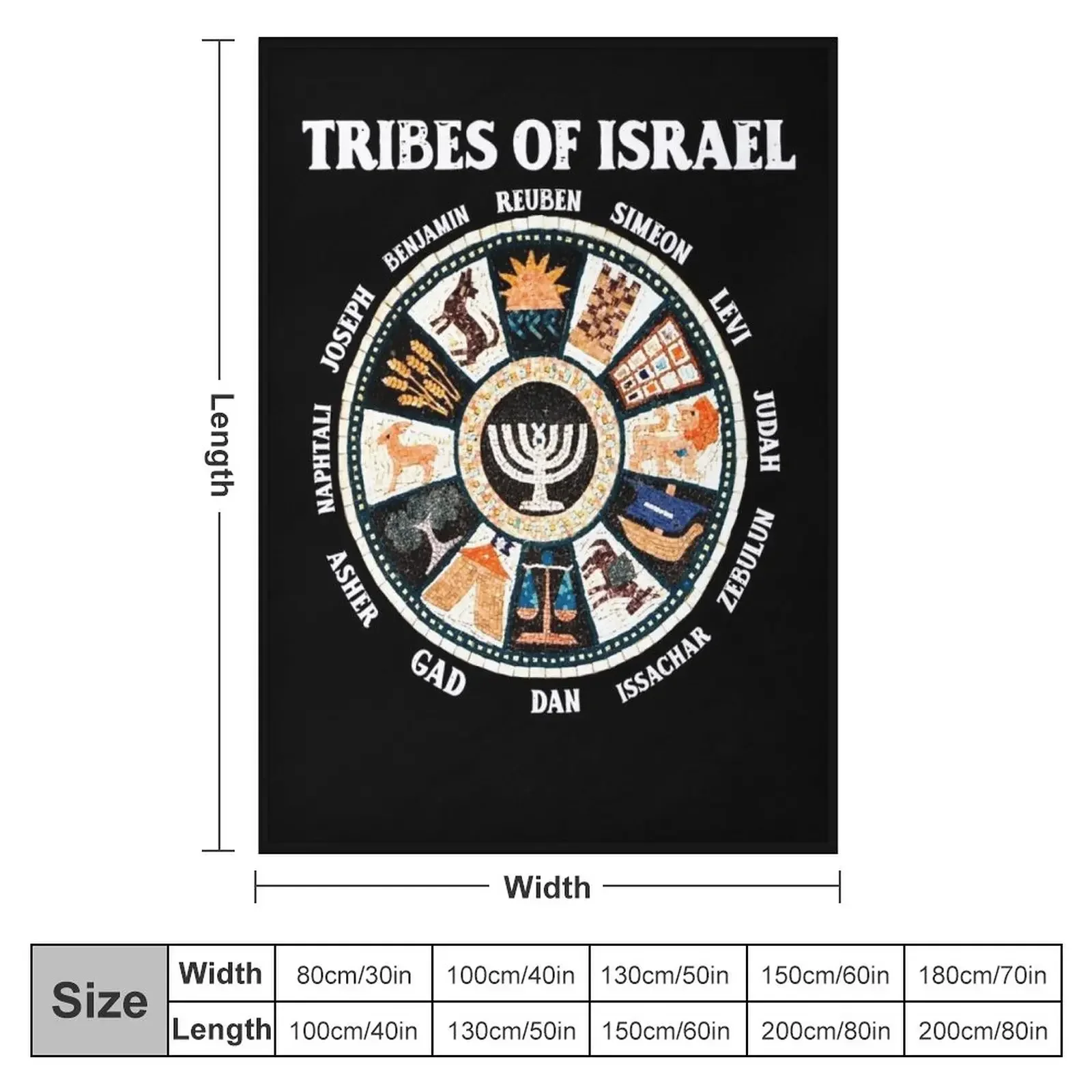 12 Twelve Tribes of Israel Hebrew Israelite Judah Jerusalem Throw Blanket blankets and throws Nap Blanket