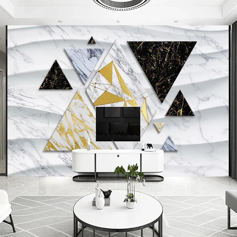Custom Any Size Modern Minimalist Geometric Marble Photo Mural Wallpaper Living Room TV Background Wall Decoration 3D Wall Cloth