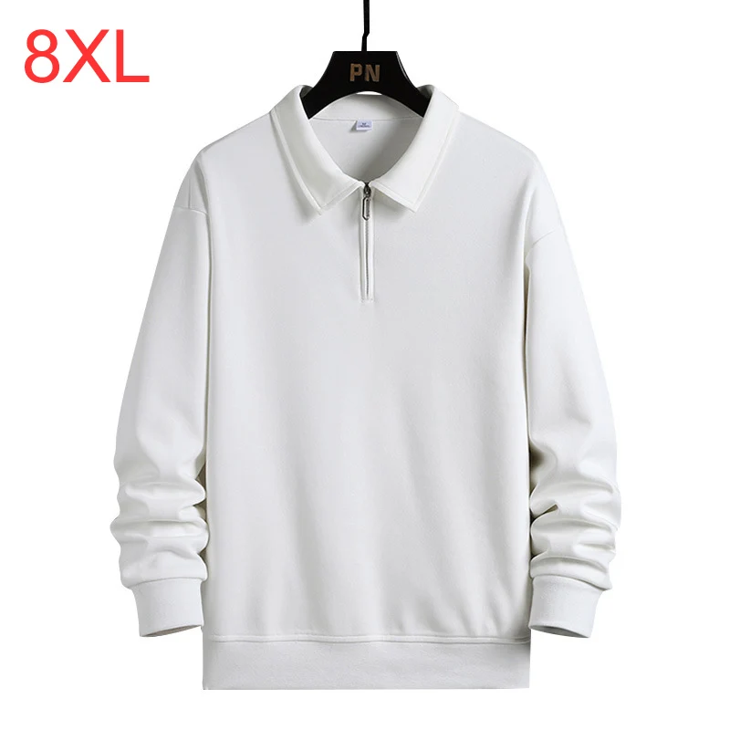 

Half Zip Sweatshirt Men Plus Size 7XL 8XL Sweatshirts Solid Color Spring Autumn Tracksuit Men Big Size Pullover White Black