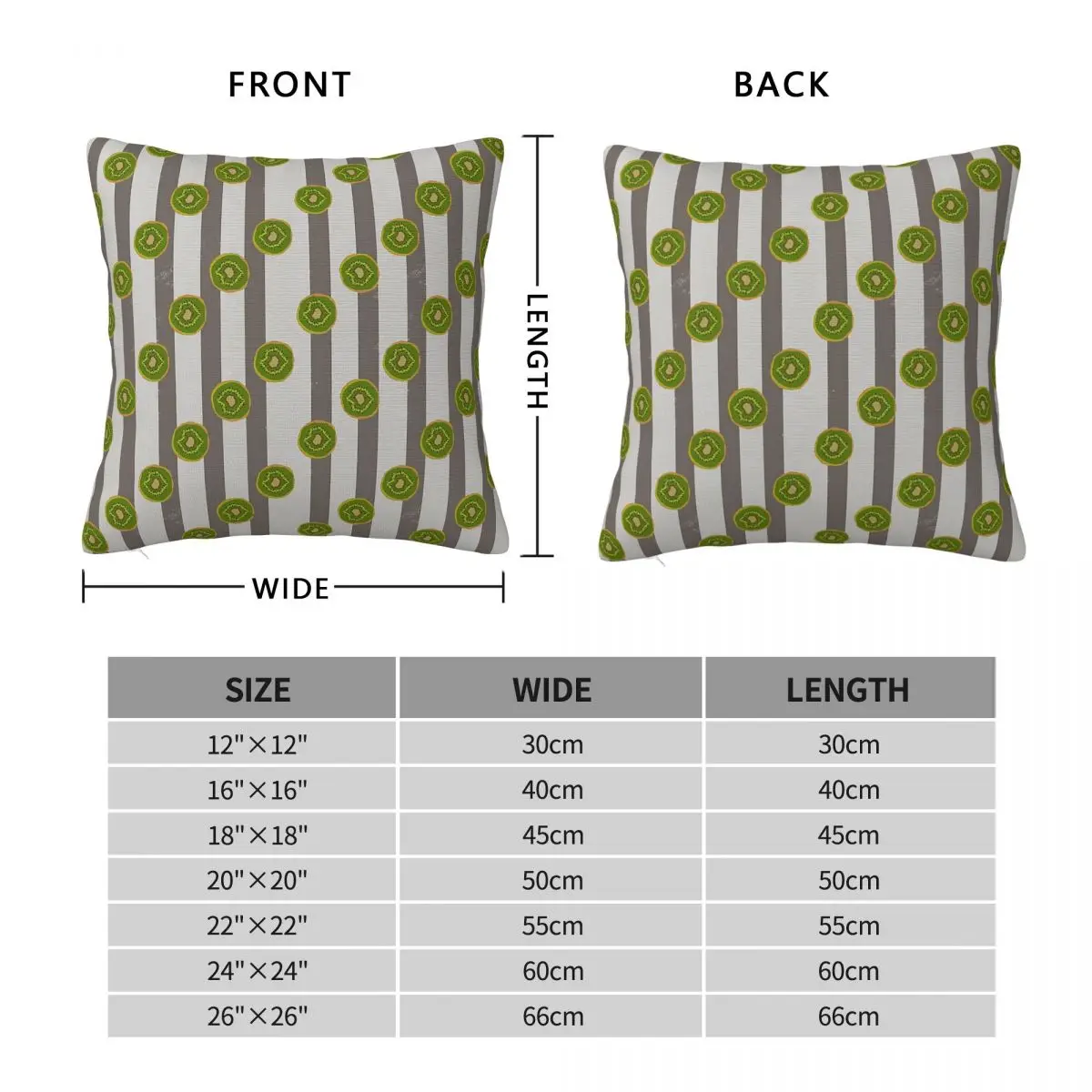 Kiwifruit & Stripes Pillowcase Polyester Linen Velvet Pattern Zip Decor Pillow Case Home Cushion Cover 45x45