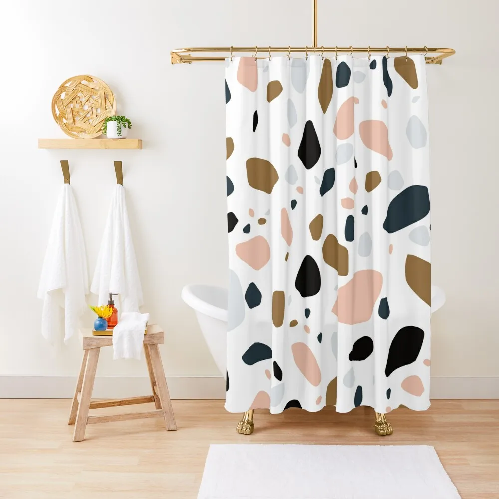 

Terrazzo Art, Muted Colors, Digital Art, Abstract Shower Curtain For Bathroom Waterproof Bathroom Shower Curtain