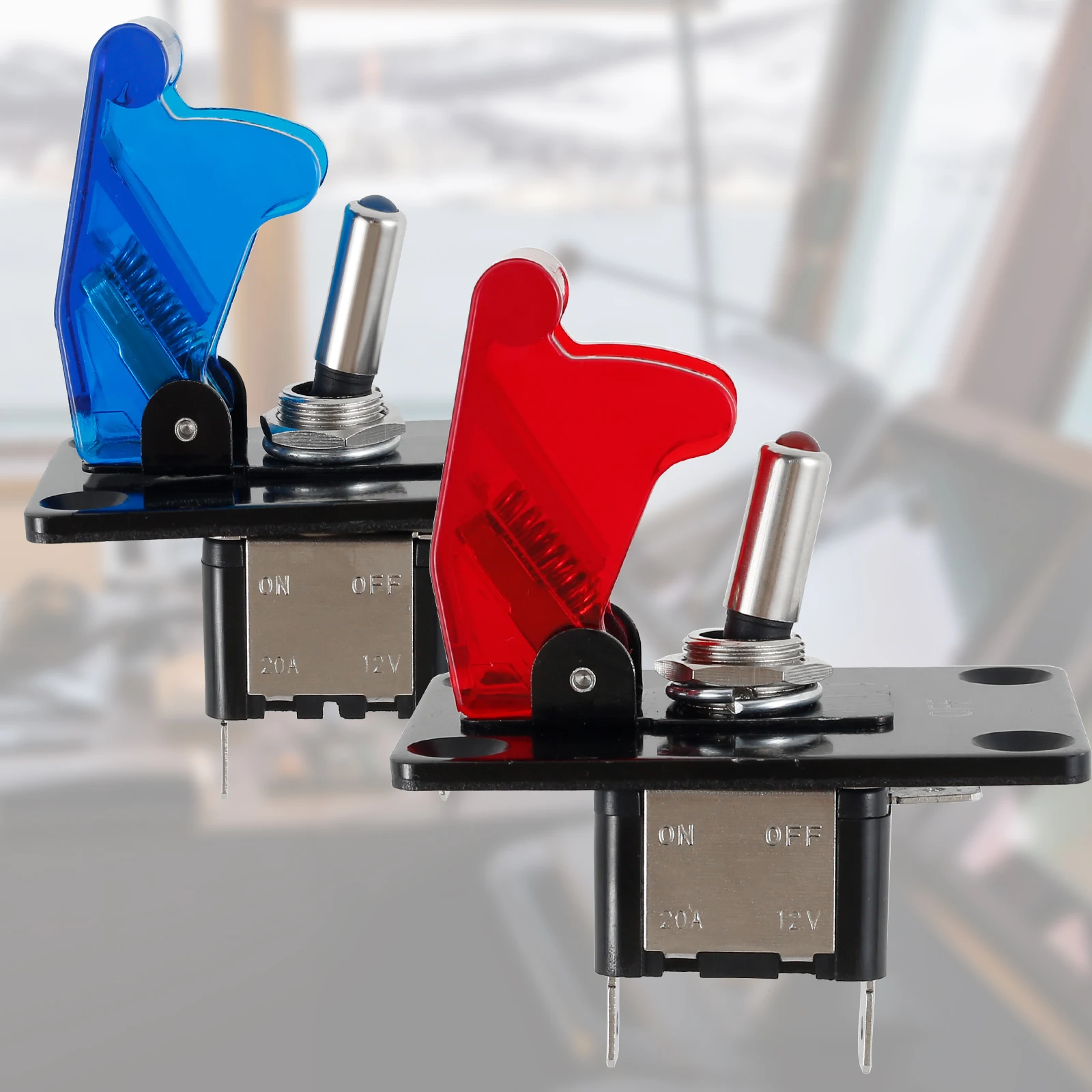 

12-24V Car Toggle Switch with LED Indicator 2Pin SPST DC Toggle Switch Waterproof Toggle Switch with Aircraft Cover for Car Boat