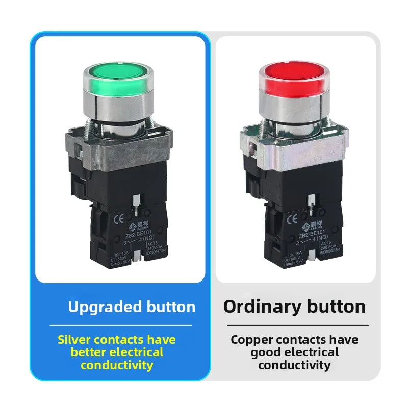 XB2-BW3361 BW3462 ZB2-BE101C Illuminated Metal Flat Push Button Switch 220V 24V Start Stop for Industrial Control Panel