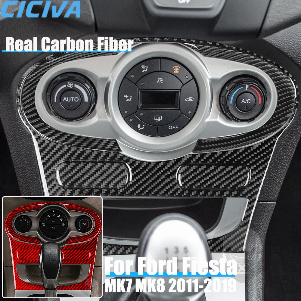

Настоящее углеродное волокно, автомобильные аксессуары, набор климат-контролей, декоративная накладка, мягкая наклейка для Ford Fiesta MK7 MK8 2011-2019