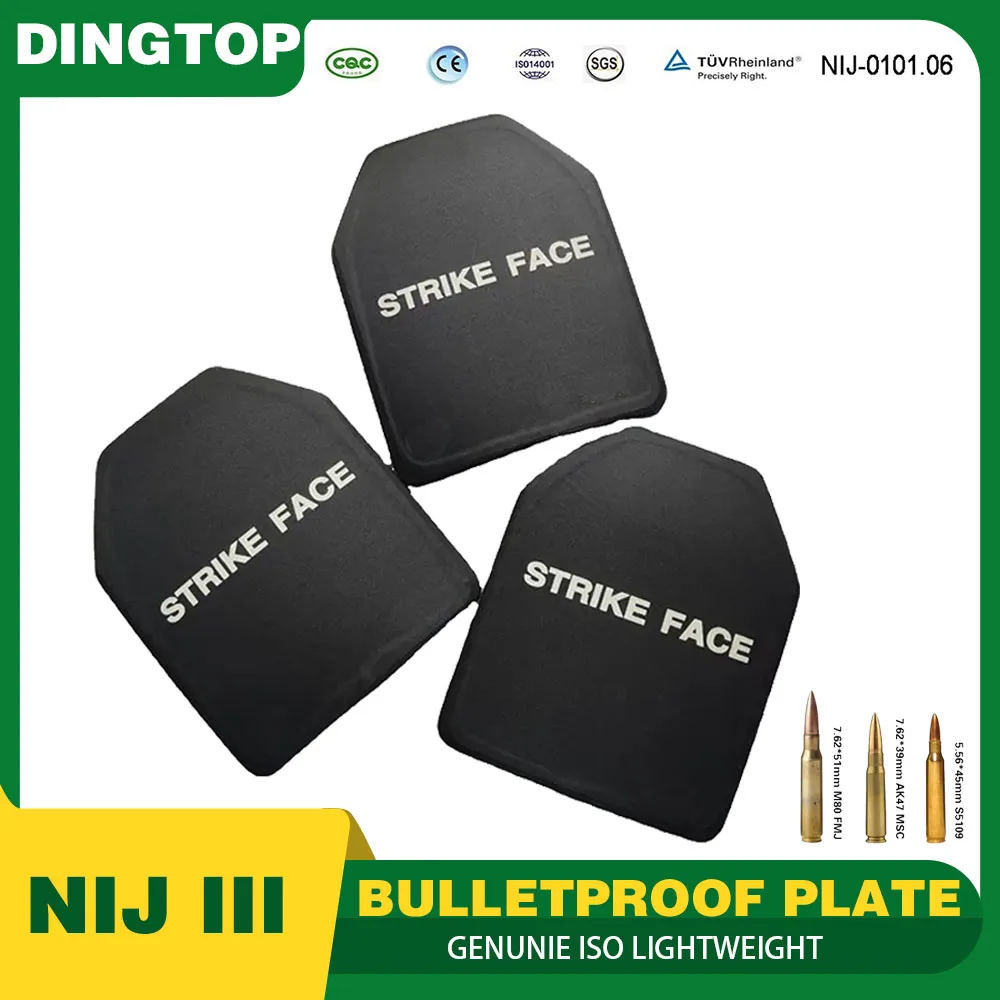 NIJ III 10*12inch Body Armor Plate Multi-Curved Ceramic Bulletproof Strike Face Plate Body Armour Tactical  Resist 5.56mm