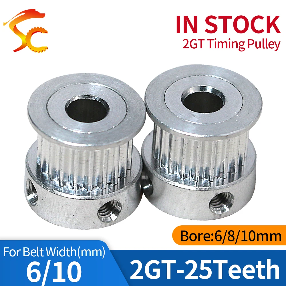 ONEFIRE GT2 Pulley 25Teeth 2M Timing Pulley Bore 6mm 8mm 10mm Belt Pulley for Width 6/10mm GT2 Synchronous Wheels