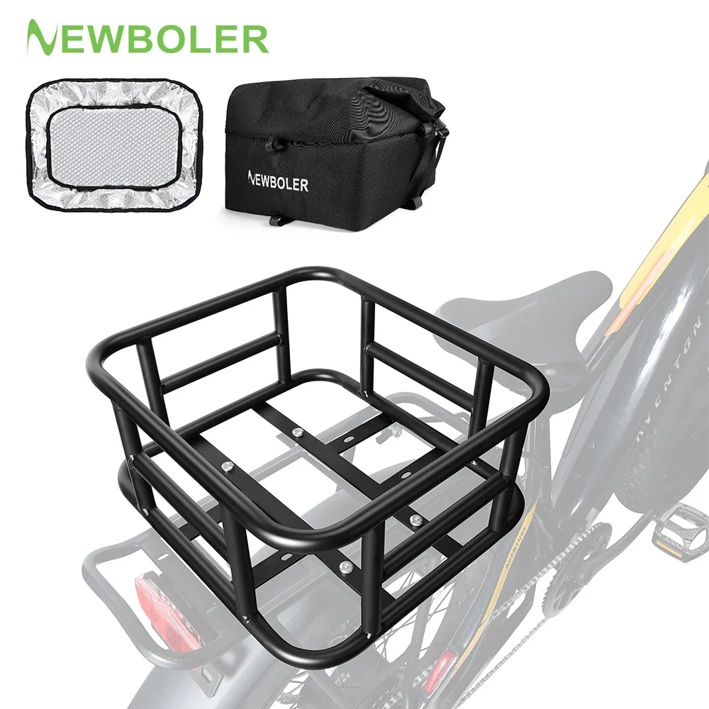 NEWBOLER E-バイク カーゴラックバッグ 鉄製 大容量 バイクバスケット リアラック バイクバスケット アウトドア旅行 ショッピング MTB ロードバイク用