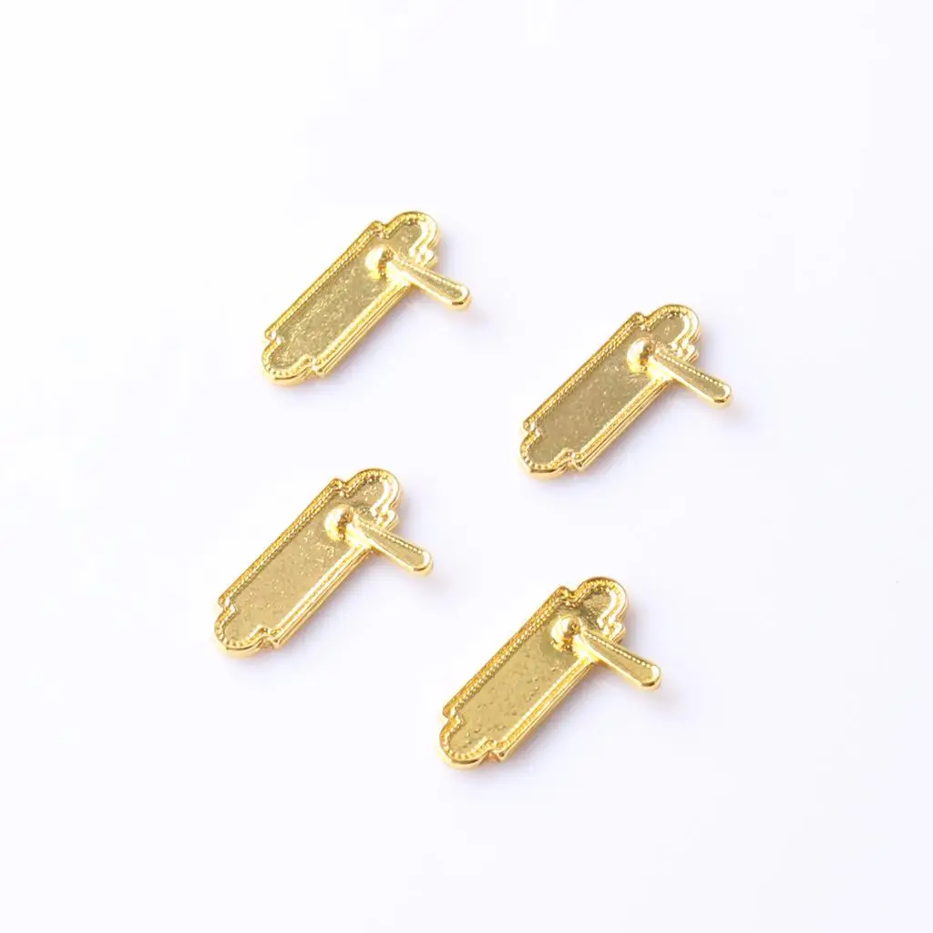 4 قطع 1:12 مطرقة الباب الذهبية المصغرة قفل لوحة الباب مقابض دمية اكسسوارات الديكور