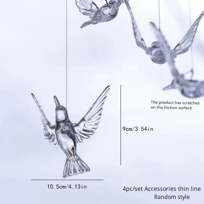 Set Of 4 Random Style Clear Acrylic Bird Pendants For Home Windows Outdoor Garden Holiday And Wedding Decorations