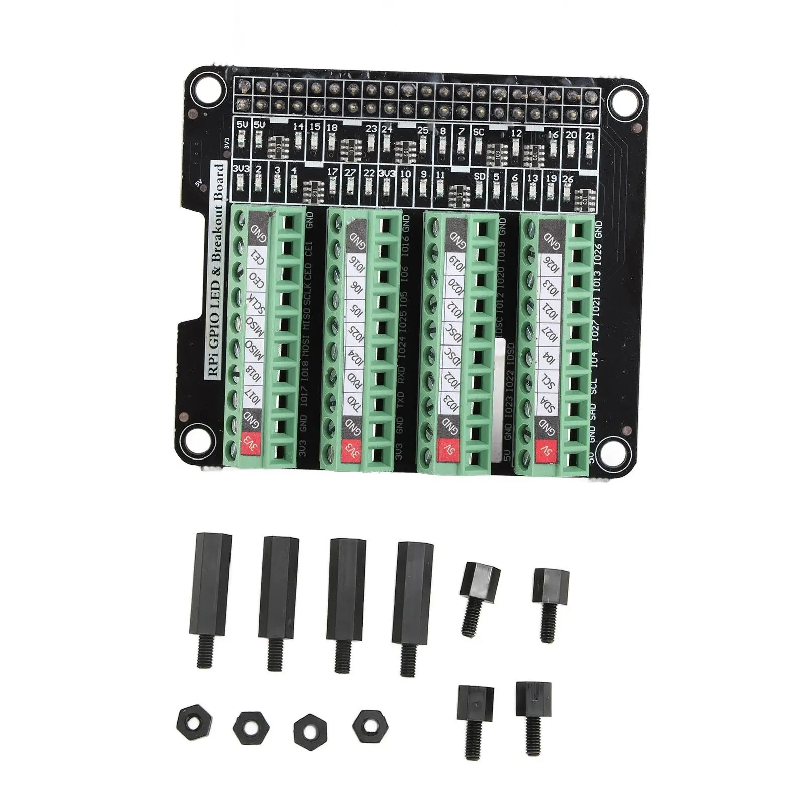 

3.3V 3A LED Terminal Block Breakout Module Compatible with Raspberry Pi A+ B 2B 3B 3B+ 4B for Easy Connection