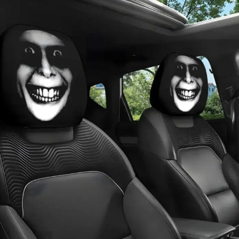2PCS Scary Face Head Rest Cover Stretchy Washable Printed Head Rest Protector Reusable for Auto Vehicle Truck SUV Cars Use 2026