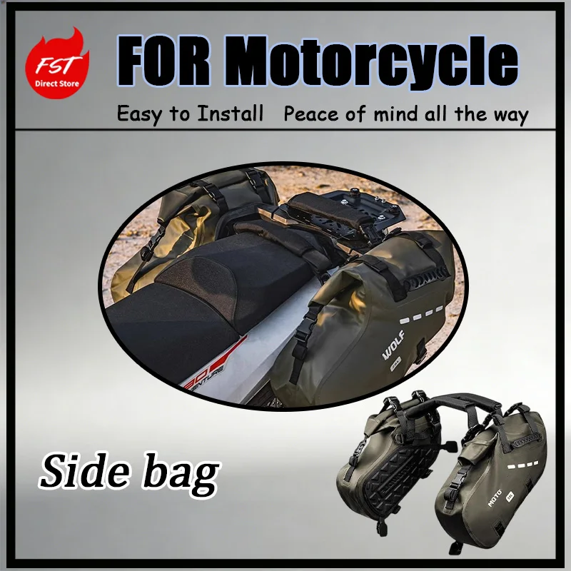 For Large-Capacity Waterproof Motorcycle Rear-Seat Side Bag Rain-Proof Sand-Mud Resistant Saddle Bag with Reinforced Stitching