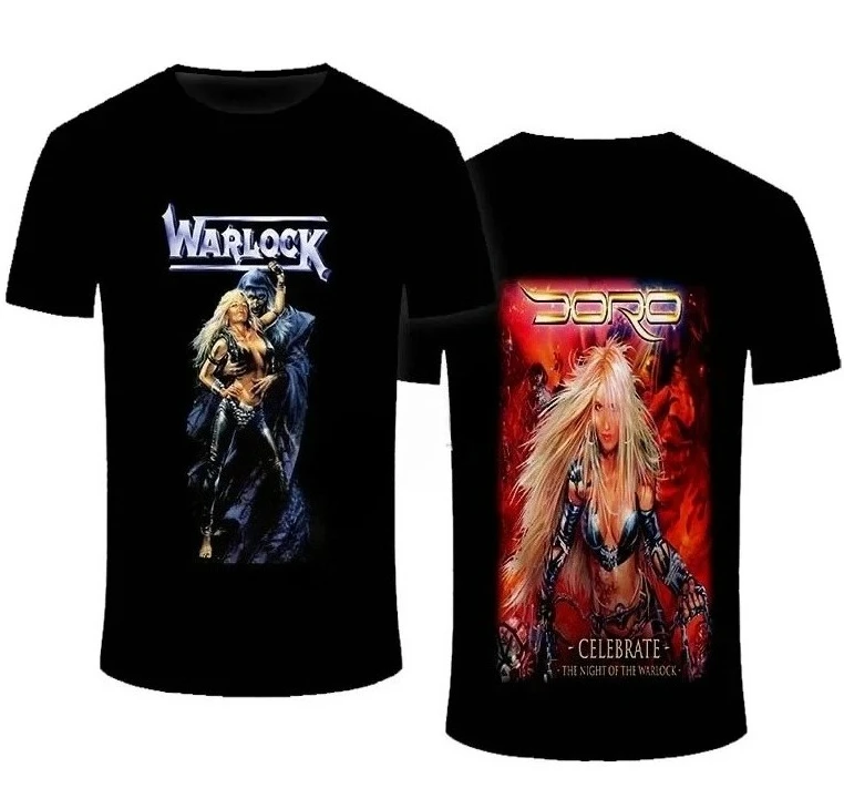 Warlock Metal Band Retro 3D Printed Neutral T-shirt Shirt Gothic Street Short Sleeve Round Neck American Harajuku Men's Wear