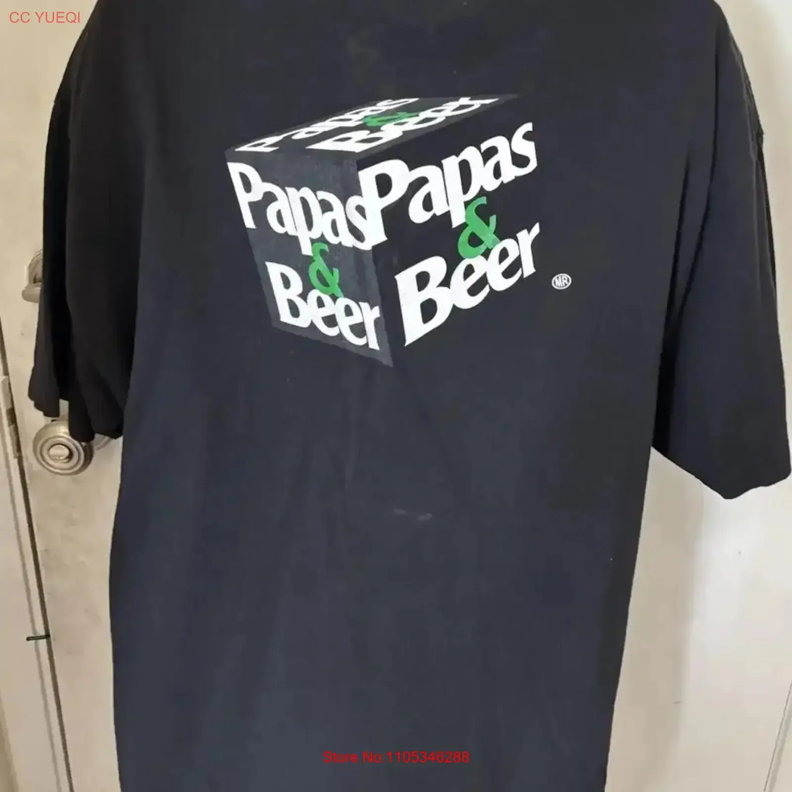 Camiseta de hombre Papas and Beer Military Baja California Ensenada Rosarito México XXL vintage lavada ligeramente elástica a la moda