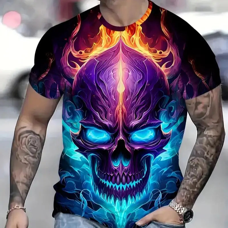 Hot-selling creative and funny 3d printed men's Shirts trendy and fashionable T-shirt with a skull Kids Tshirt Woman t-shirts