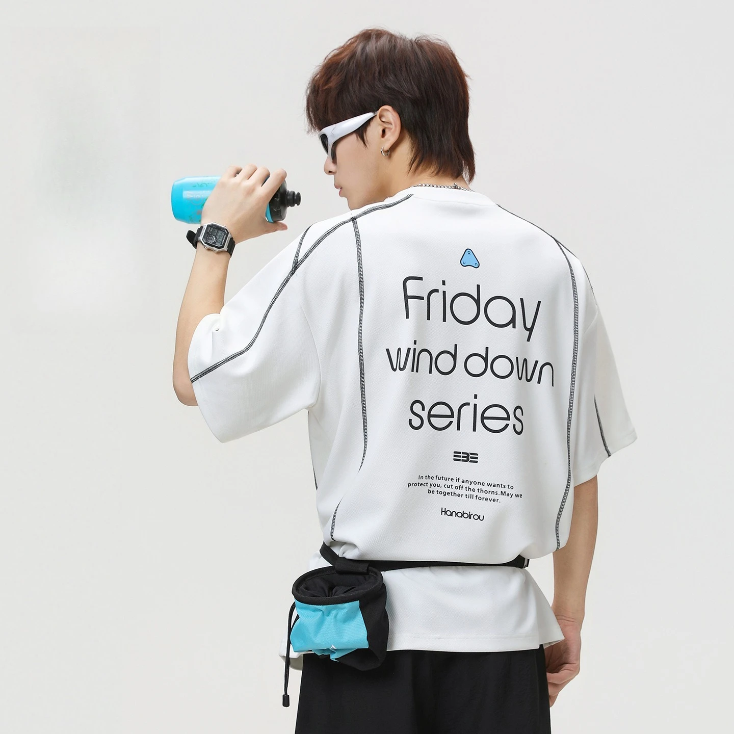 

Мужская спортивная футболка TFETTERS с контрастными полосами и буквенным принтом, из охлаждающей ткани, свободного кроя, уличный стиль, с коротким рукавом