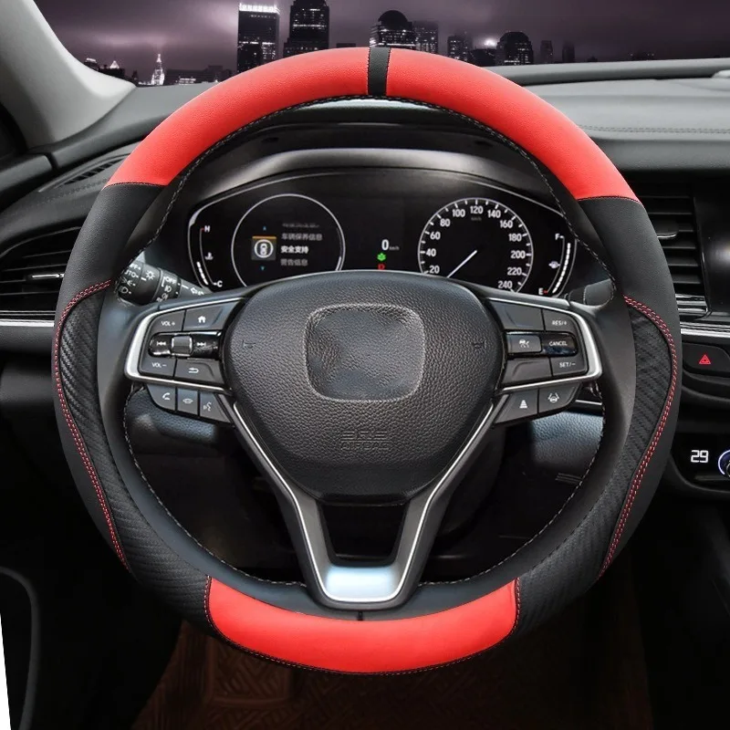 Microfiber Leather Car Steering Wheel Cover Carbon Fiber Universal Steering Covers Car Accessories O/D Shape Steering Wheel Grip