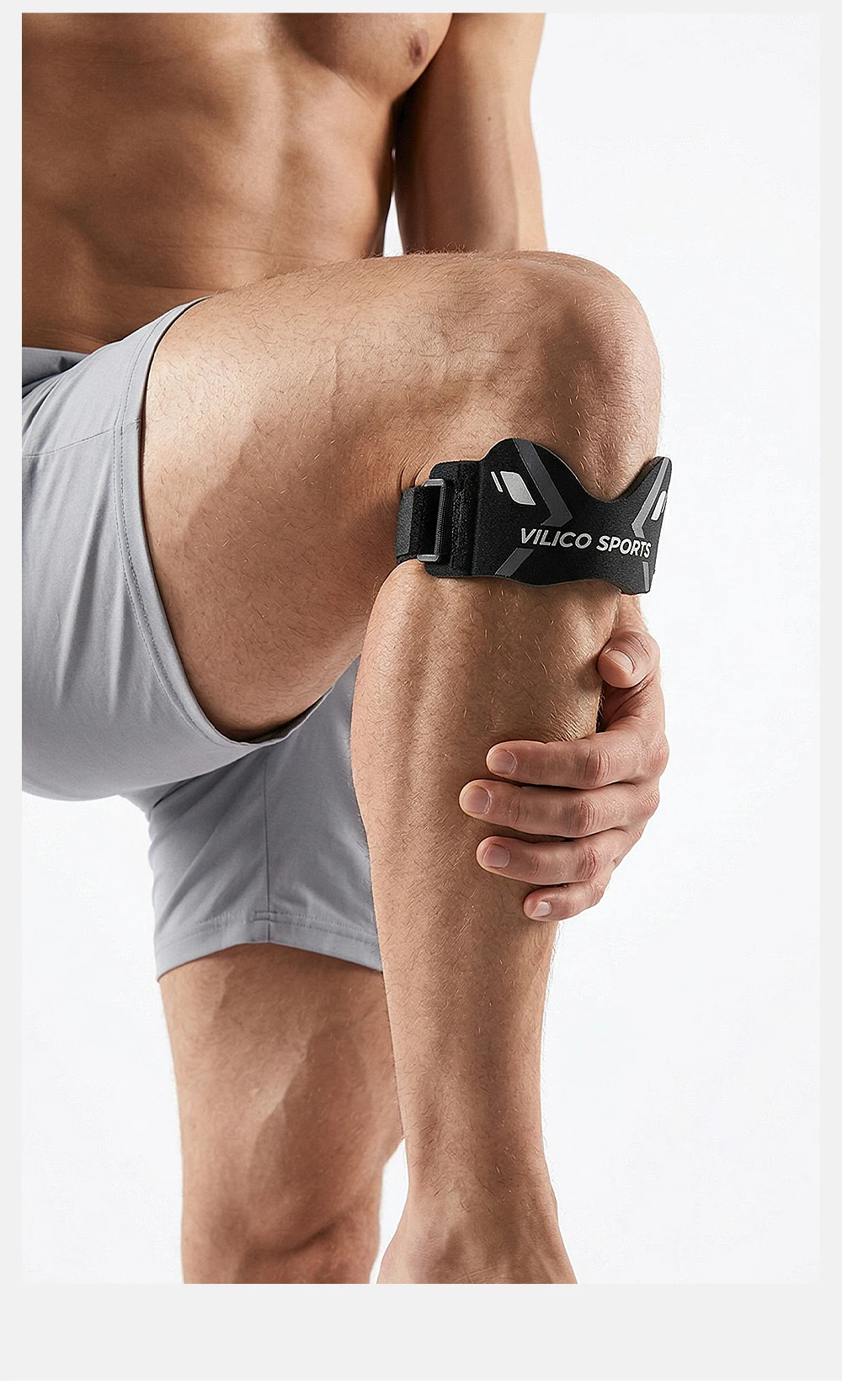 VILICO Verstellbarer Patellasehnen-Stützgurt, Sport-Patella-Stabilisator Kniebandage für Laufen, Basketball, Fitness, Wandern – Detail 10