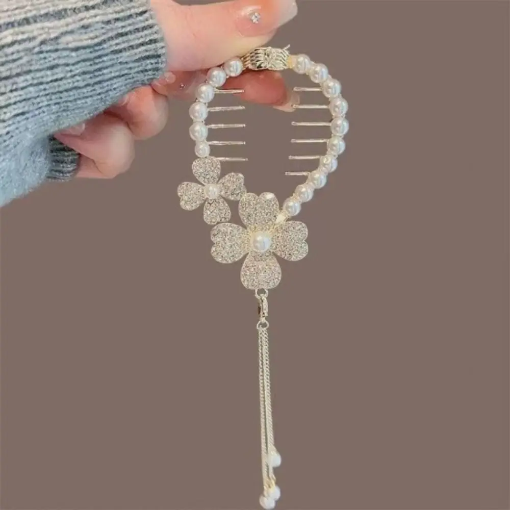

Flower Tassel Hair Bun Buckle New Chinese Style Back of Head High Ponytail Buckle Hairpin Bud Clip Bud Hair Claw
