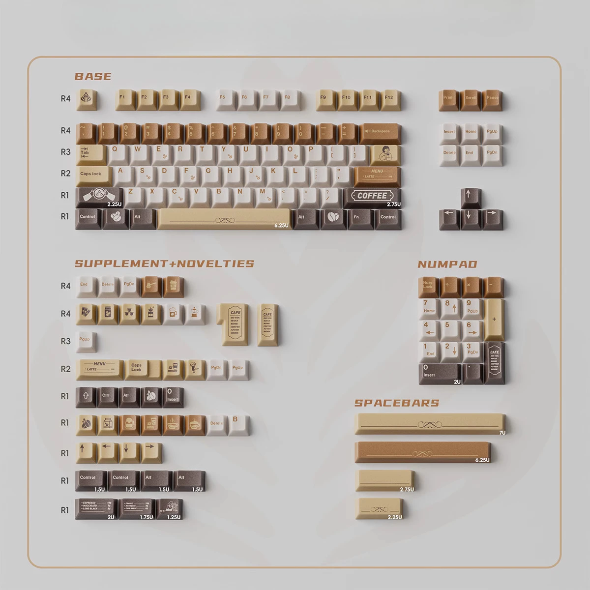 

Original cafe mechanical keyboard keycaps full set original height PBT sublimation adaptation wooting