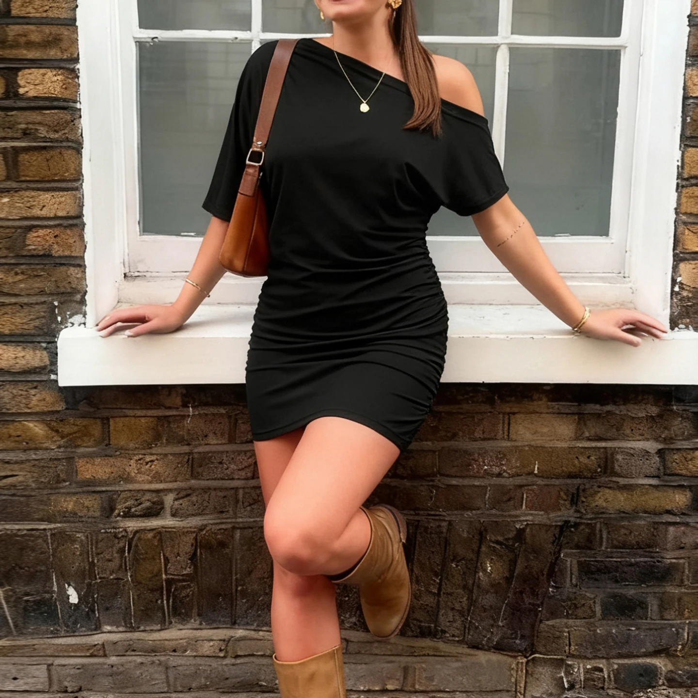 SUCHCUTE Vleermuis Mouw Wikkeljurk Vrouwen One-Schouder Solid Backless Bodycon Jurk Avondfeest Club Jurk Y2K Sexy outfits Zomer