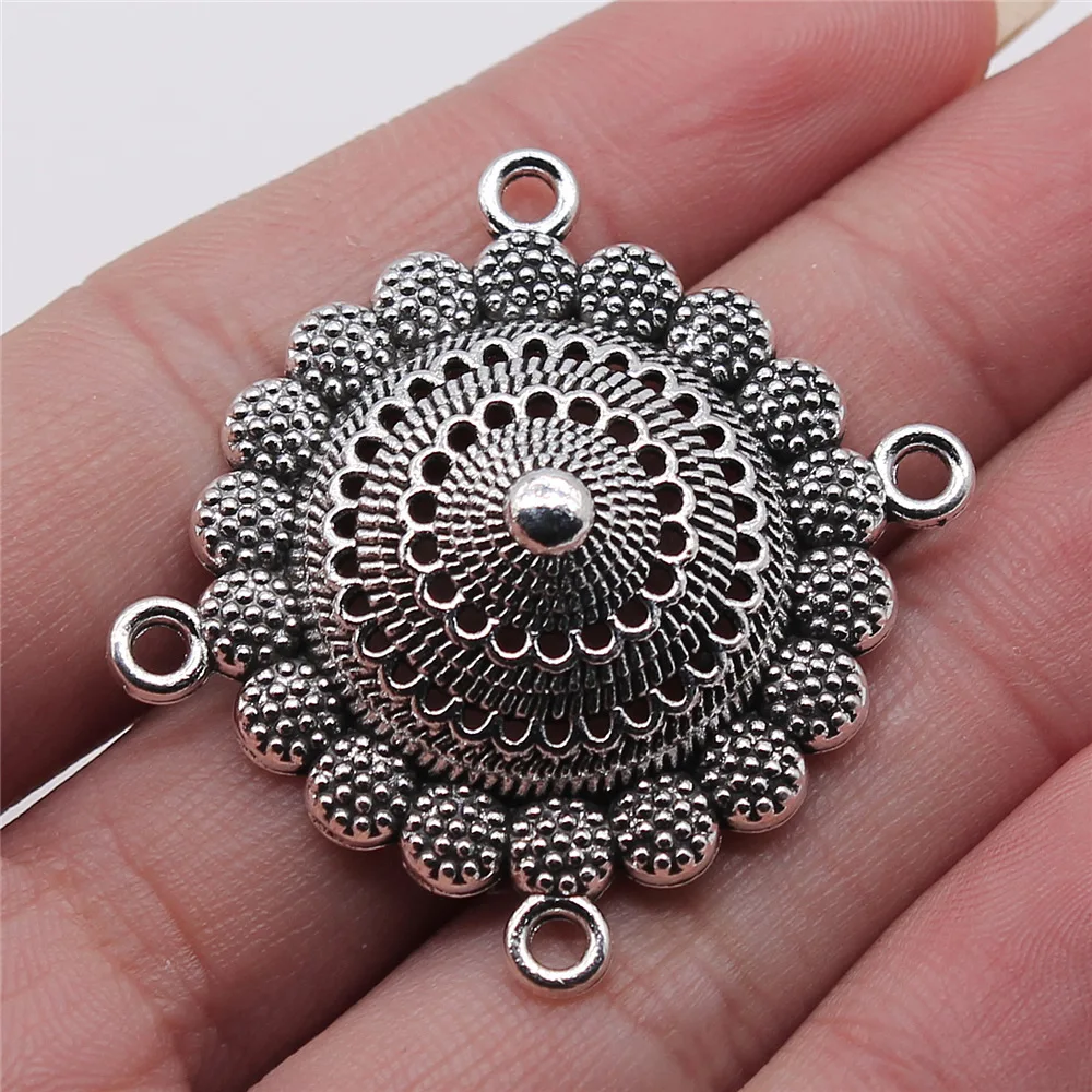 10pcs Body Chain Flower Porous Connector Zinc Alloy Retro Pendants Connectors Linker For DIY Charm Jewelry Accessories