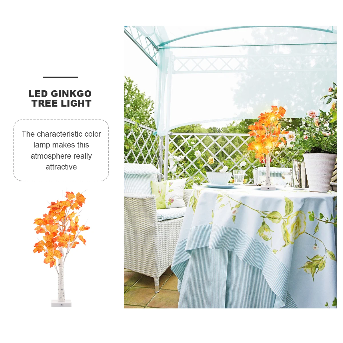 

1pc Maple Tree Lights Decorative LED Ginkgo Yard Light Vivid Branches Plants Outdoor Lamp Christmas Party Supplies
