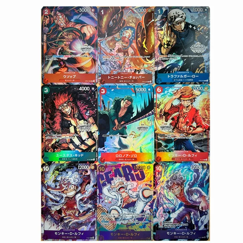 

9pcs OP014 One Piece Diy Nika Monkey D. Luffy Folding Flash Card Roronoa Zoro Trafalgar Law Anime Game Collectible Card Toy Gift