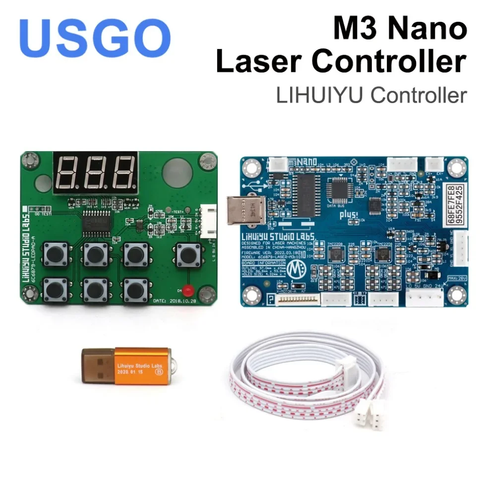 USGO LIHUIYU Laser M3 Nano Controller Материнская плата + панель + ключ B система для гравировального станка DIY 3020 3040 K40