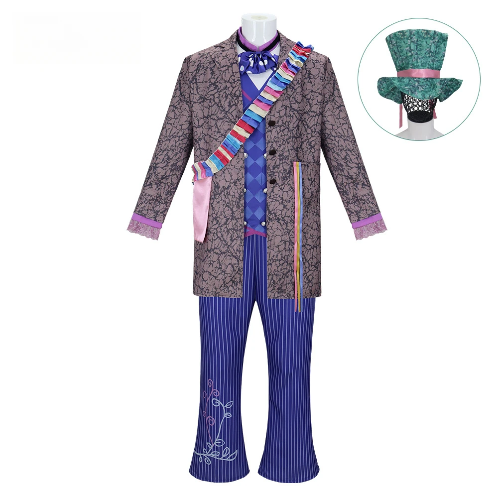 

Adult Man MINISO Halloween Cosplay Costume Anime Alice in Wonderland Mad Hatter Retro Themed Party Role Playing Suit