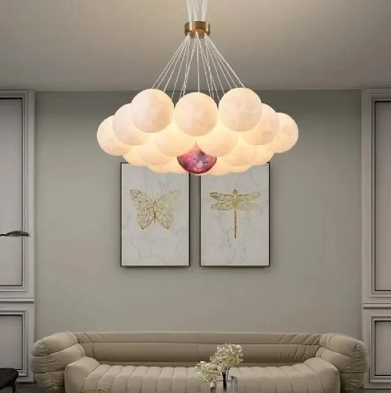 

Nordic 3D moon lampshade LED chandelier home decoration living room dining room children's room decoration