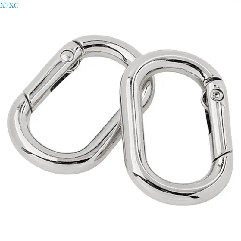 

X7XC 2 Pcs/Set Metal Oval Rings Buckles Keyring Buckles Spring Oval Rings for Bag