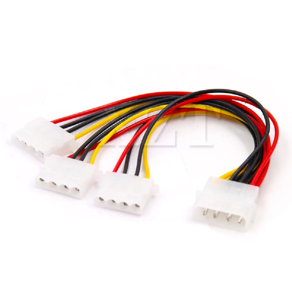 High Quality 4 Pin Molex Male to 3 port Molex IDE Female Power Supply Splitter Adapter Cable Computer 4Pin IDE Power Cables