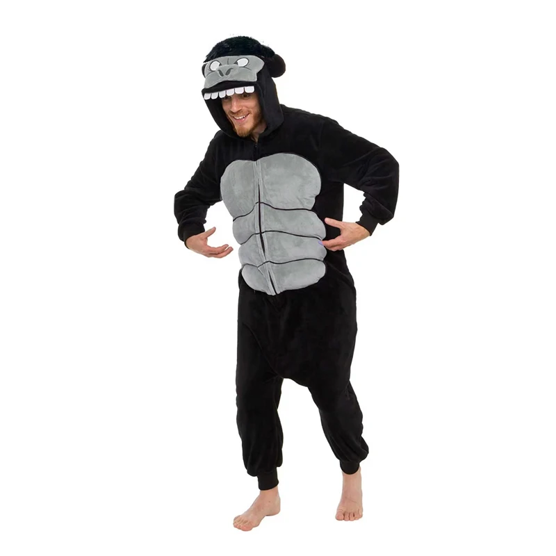 Full Body Whole Pijama Gorilla Pajamas Adult Kigurumi Onesie Men Cosplay Costume Men One-Piece Sleepwear Christmas For Halloween