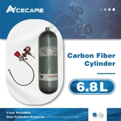 ACECARE-Haute Pression 6.8L CE, Intervalles en Fibre de Carbone 300bar Précieux avec Vanne de Jauge et Station de Remplissage