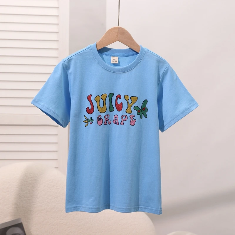 

2024 Summer Women's T-shirt Round Neck Cartoon Printed Mother-kids Short Sleeve Tee