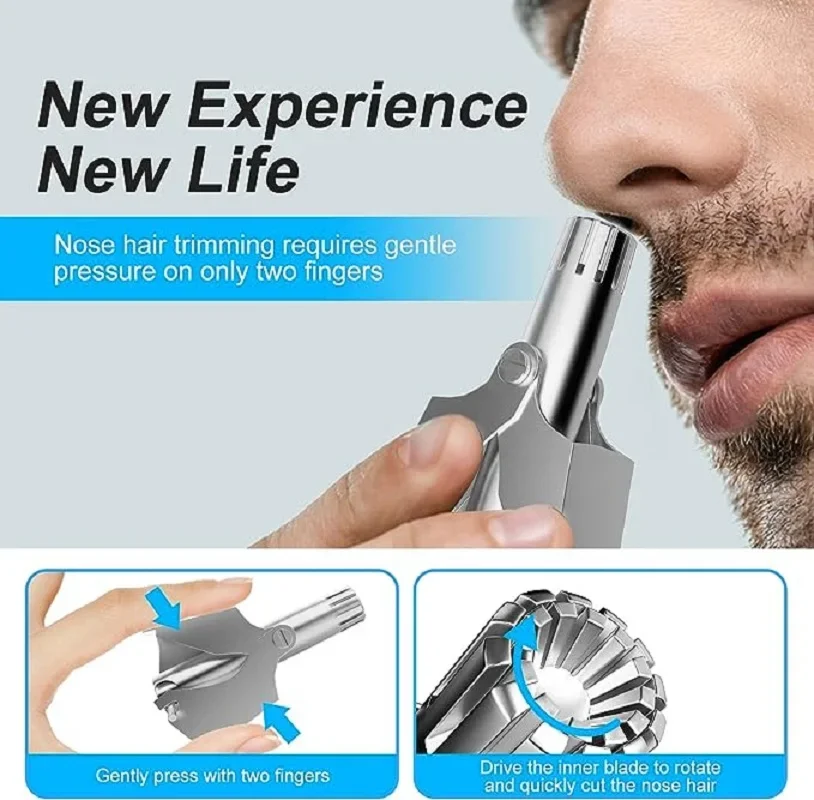 Men and Women Nose Hair Trimmer Noiseless Washable Nasal Wash Clippers Cutter Removal Shaving Beauty Health