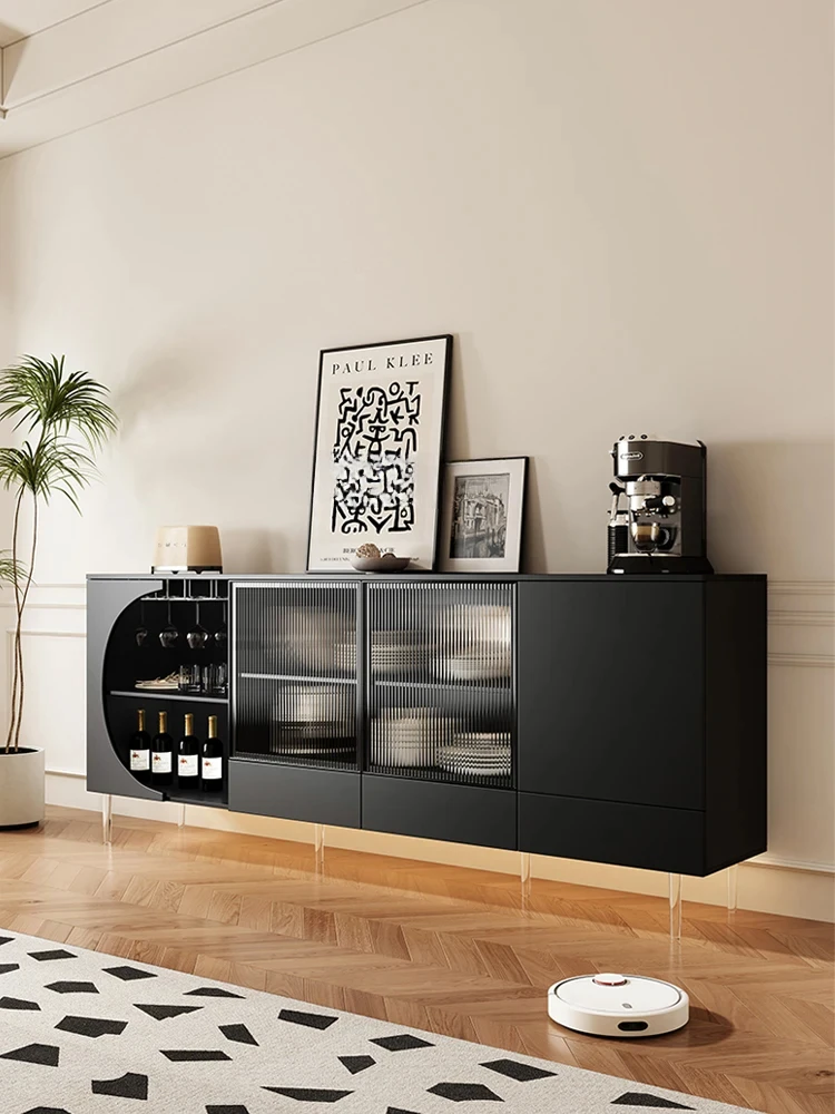 

French Retro Sideboard Cabinet Black Integrated Wall Storage Modern Minimalist Tea Cabinet Living Room Storage Cabinet
