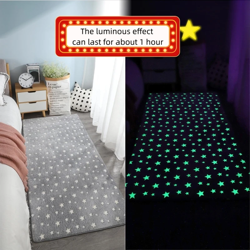 Luminous Carpet For Living Room Plush Soft Rug Children Kids Bed Room Fluffy Floor Carpets Bedside Anti Slip Rug Sofa Glow Mat