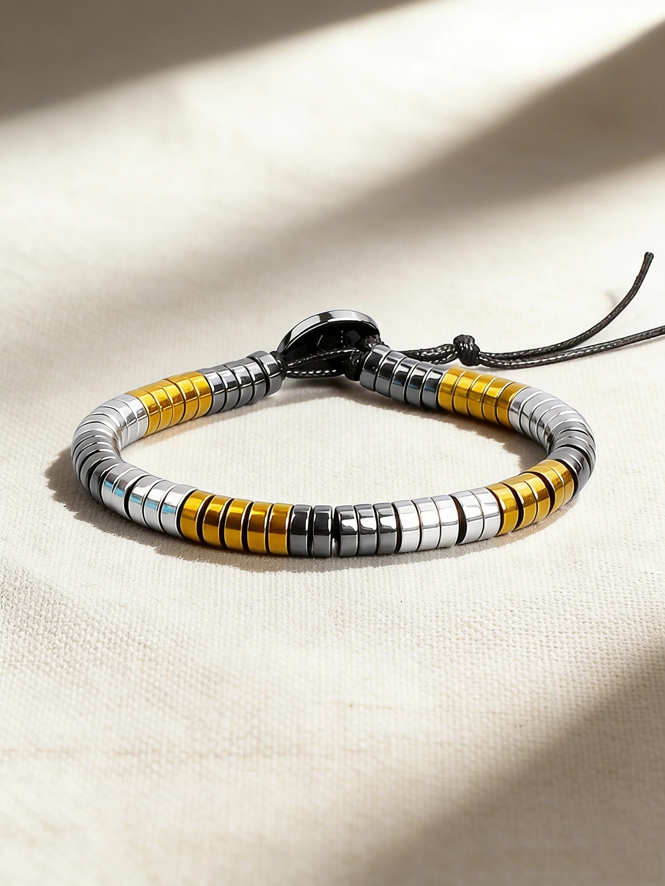 Hematite Bracelet Natural Stone Protection Grounding Charm Leather Braid Gold Silver Color Reiki Healing Spacers Fashion Jewelry