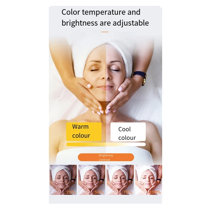 22-дюймовый заполняющий светильник, 20 Вт, сенсорное управление, полумесяц, складной маникюрный светильник для красоты с зажимом для телефона, черная вилка стандарта США