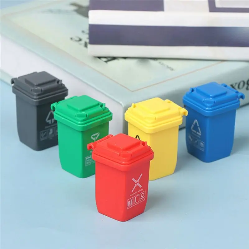 LALA 5Pcs House Miniature Trash Can Model Accessories Furniture Garbage Truck Cans Curbside Vehicle Bin Gifts