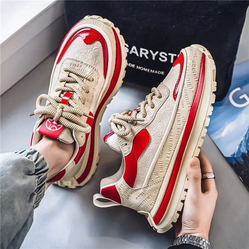 メンズトレンディな厚底通気性ソフトソールスニーカー高品質ファッションカジュアルスポーツ紳士靴 Zapatillas Hombre